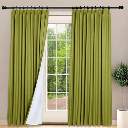 Vista 15 de Frelement Cortinas 100% opacas con forro térmico, cortinas de lino para decoración de Navidad, cortinas plisadas con aislamiento térmico