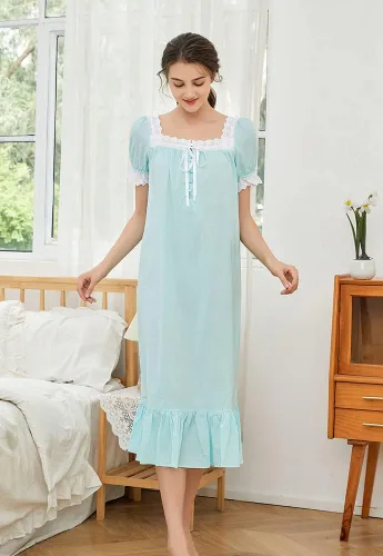 Vista 2 de Sharebeauty Camisón vintage 100% algodón para mujer, estilo victoriano retro