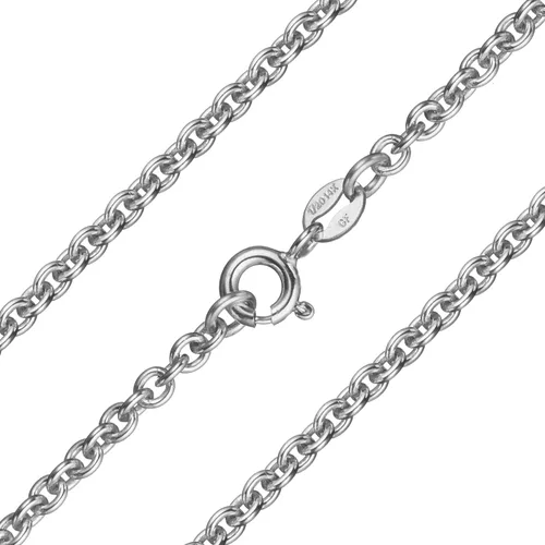 Vista 2 de Collar de cadena italiana de oro blanco de 14 quilates para mujeres y hombres, fabricado en Italia, no se deslustra, cadena de eslabones Rolo