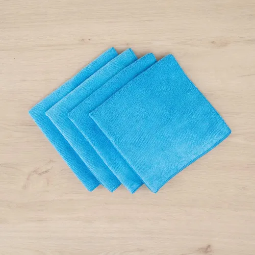 Vista 4 de Restaurantware Clean Tek - Paños de limpieza profesionales de 16 x 16 pulgadas, 10 toallas de microfibra sin pelusas, altamente absorbentes, no Azul