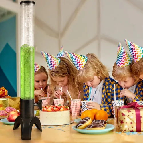 Vista 5 de Torre de bebidas, dispensador de torre de bebidas de 3 litros con tubo de hielo y luz LED, dispensador de cerveza de mesa de 3.17 cuartos de galón