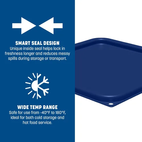 Vista 4 de CFS Squares - Tapa de plástico para almacenamiento de alimentos, 12-22 cuartos de galón, color azul rey