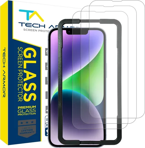 Vista 6 de Tech Armor Protector de pantalla de vidrio balístico diseñado para Apple iPhone 12 Pro Max de 6.7 pulgadas, paquete de 3 unidades de vidrio templado