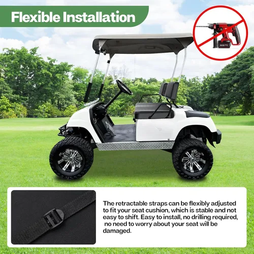 Vista 5 de T TGBROS Fundas de asiento de carrito de golf para Yamaha Club Car EZGO Ordinario Cojín de asiento delantero trasero impermeable de cuero de vinilo