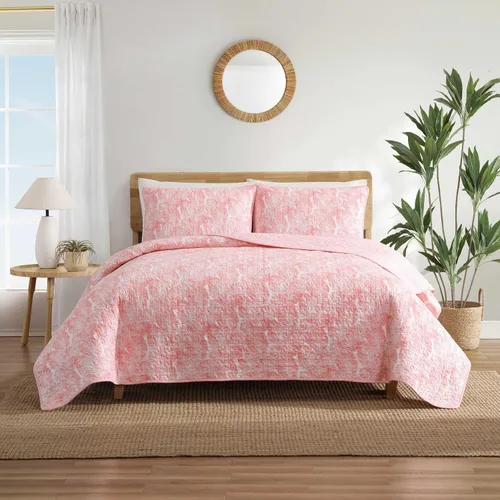 Vista 12 de Tommy Bahama - Juego de edredón tamaño Queen, decoración reversible de algodón para dormitorio con fundas a juego, ropa de cama costera con reverso