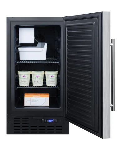 Vista 2 de Summit - Máquina de hielo de 18 pulgadas, sin drenaje, capacidad de producción de 8 libras, acero inoxidable - BIM18SS
