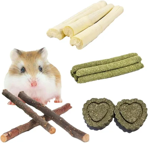 Vista 12 de Juguetes de conejo, 30 unidades, 3 sabores para rechinar dientes, juguetes masticables para hámsters, cobayas, chinchillas 30Pcs