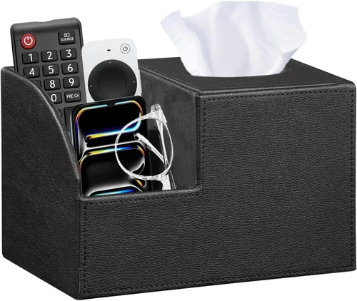 Vista 15 de Funda cuadrada de piel sintética para caja de pañuelos – Soporte multifuncional para caja de pañuelos, cubierta de caja de pañuelos