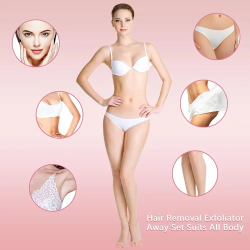 Vista 3 de Patelai 32 almohadillas de depilación Smooth Away, 2 tamaños, almohadillas removedoras de vello facial y 30 piezas de papel de lija fino
