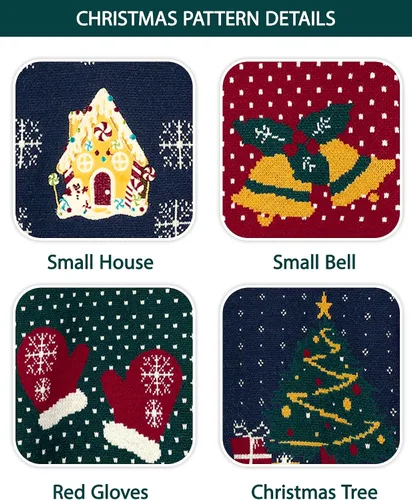 Vista 5 de SANMIO Suéter de manga larga con botones para bebés, niños y niñas, diseño de ciervo, Navidad, 6M-4T Navidad verde