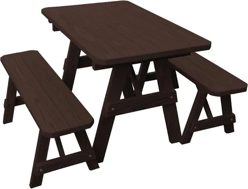 Vista 36 de Furniture Barn USA Pine - Mesa tradicional de 4 pies con 2 bancos, color negro