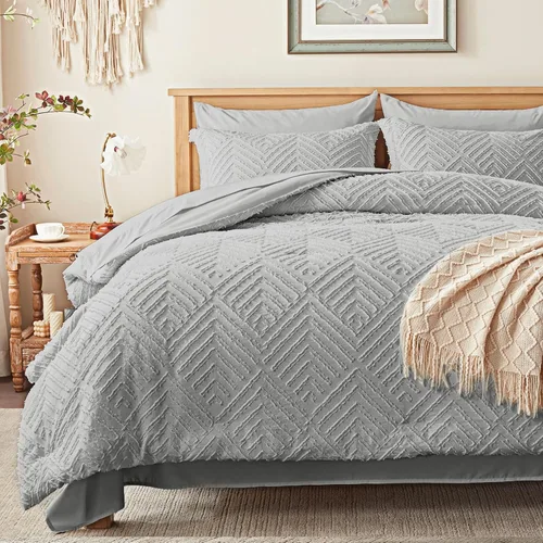 Vista 28 de Zzlpp Juego de edredón individual de 5 piezas, ropa de cama beige en una 01 - Beige