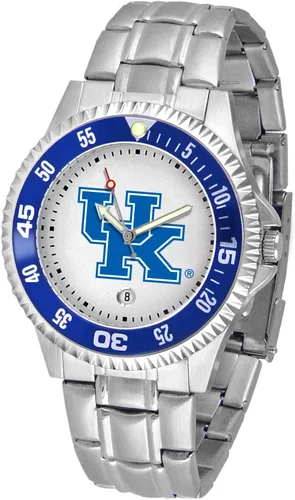 Vista 55 de SunTime Reloj de cuarzo de 1.575 in para hombre, correa de acero inoxidable de 0.787 in, esfera Gameday