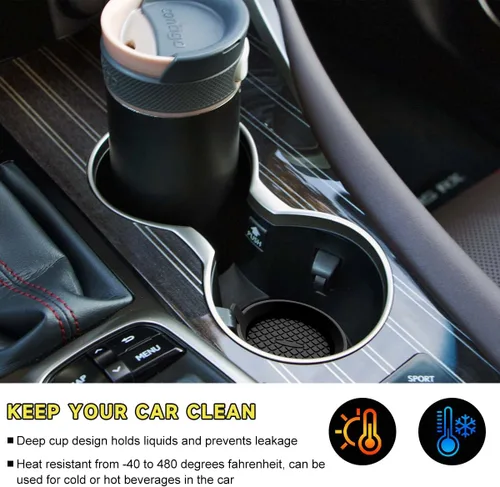 Vista 3 de Ohleats 2 unidades de posavasos para tazas de coche, 2.75 pulgadas de silicona antideslizante, portavasos para automóvil, universal, con ranura
