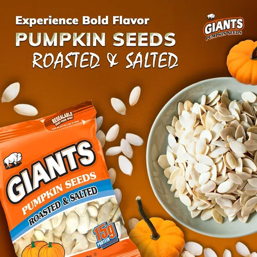 Vista 4 de GIANTS Semillas de Calabaza - Semillas de Calabaza con Cáscara, Semillas de Calabaza para Comer, Tostadas y Saladas, Semillas de Calabaza Enteras