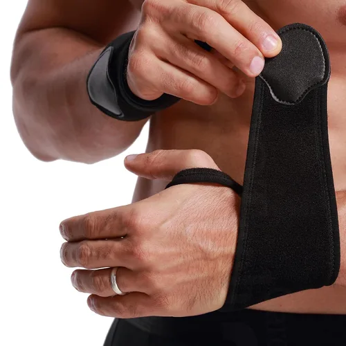Vista 11 de NeoTech Care Muñequera – Tejido elástico y transpirable – Correa de compresión ajustable – Hombres, mujeres, derecha o izquierda – Envoltura de Beige