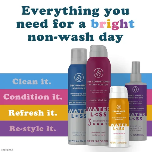 Vista 6 de Waterless Fragancia en niebla rosa y durazno de 1.3 onzas, sin sulfato, para todo tipo de cabello
