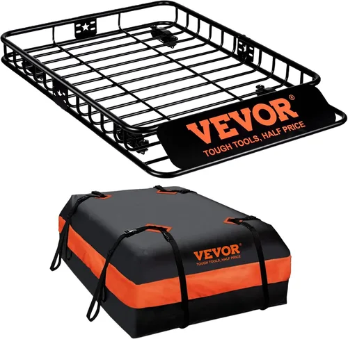 Vista 13 de VEVOR Cesta de Carga para Portaequipajes de Techo, 64" x 39" x 6" Transportador de Carga para Techo con Extensión, Acero Resistente de Servicio