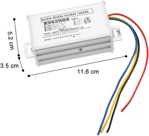 Vista 3 de Convertidor de CC, módulo de fuente de alimentación reductor 36V-72V a 12V 10A 120W para dispositivos electrónicos de 12V