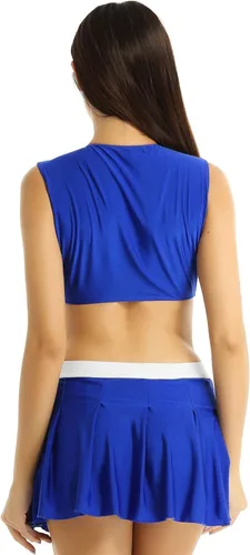 Vista 4 de Disfraz de colegialas para mujer, uniforme de animadora con papi, estampado de rol