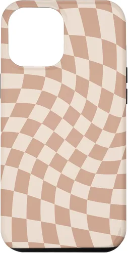 Vista 25 de iPhone 16 Beige Cream Twisted Checkered Swirl 60s 70s Aesthetic Brown Case