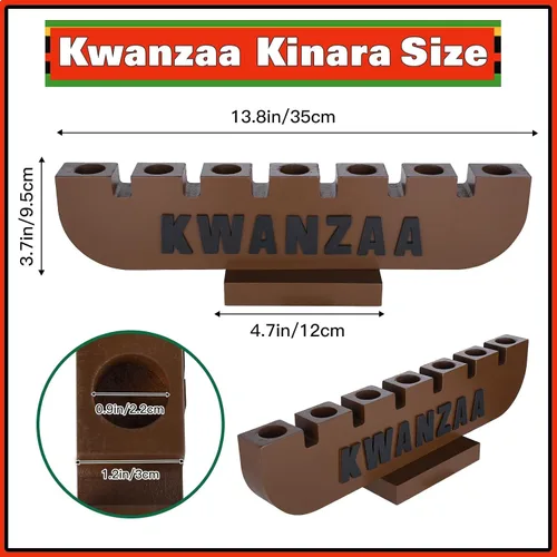 Vista 4 de DERTE Juego de velas Kwanzaa Kinara de 10 piezas para decoración