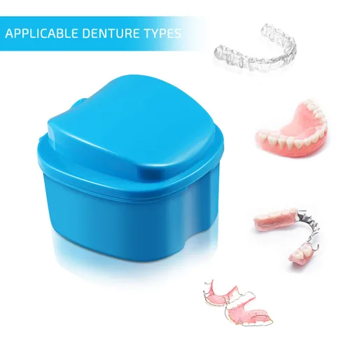 Vista 3 de rosenice Estuche de dentadura para dentadura y baño, retenedor de ortodoncia dental, caja de almacenamiento de dientes falsos con copas coladoras