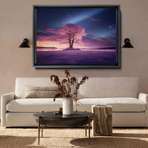 Vista 2 de Northern Lights Tree - Aurora Borealis Painting - Winter Wonderland - Nature Decor - Modern Wall Art - Canvas & Metal Prints