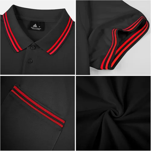 Vista 4 de GEEK LIGHTING Polo de manga corta para hombre, estilo clásico de golf, tenis, pádel, estilo casual