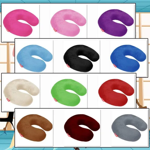 Vista 7 de Almohada de viaje en forma de U de espuma viscoelástica Soporte para el cuello Cojín de reposacabezas (negro)