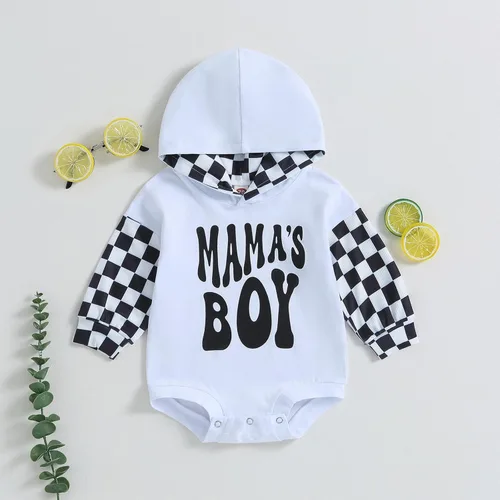 Vista 40 de Twopumpkin Sudadera con capucha a cuadros para bebé niño, mameluco de manga larga con capucha para otoño e invierno