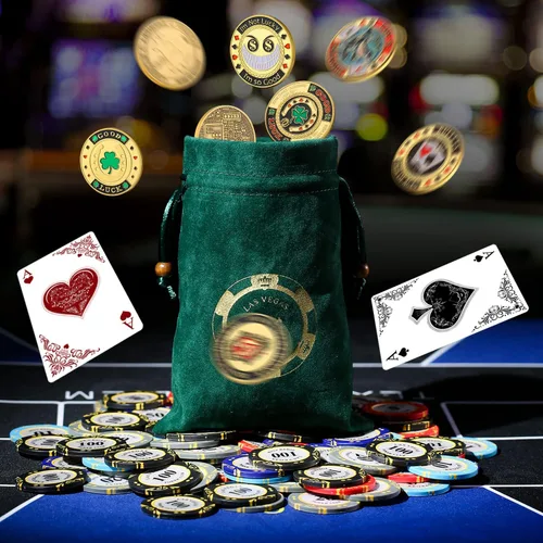 Vista 6 de LuluCircle Guardia de póquer, Pesos para póquer, Regalos de póquer para hombres, Protector de tarjeta de póquer, Accesorios de póquer, Monedas