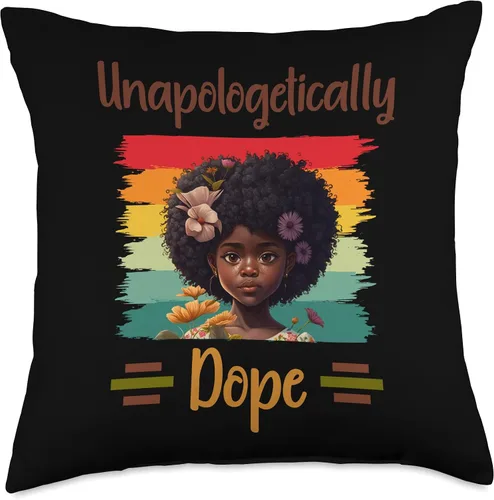 Vista 4 de Unapologetically Dope Black Afro Girl Black History Month Throw Pillow