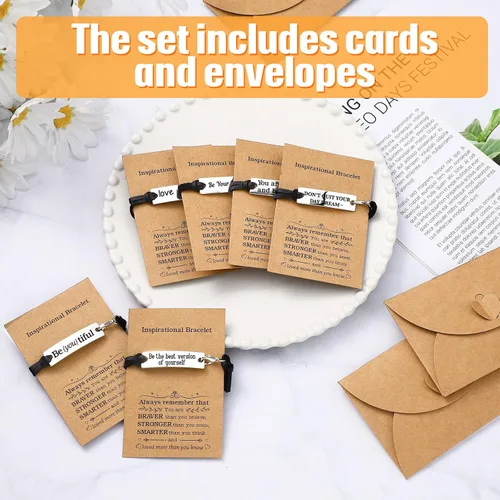 Vista 4 de Nosiny Regalos inspiradores de Navidad para mujeres y hombres con sobres de tarjetas de regalo, pulseras inspiradoras grabadas, pulseras
