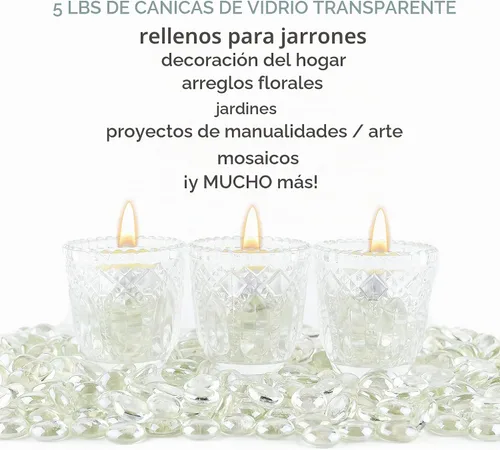 Vista 7 de Mármoles de vidrio plano transparente para jarrones, gemas y cuentas