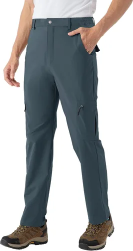Vista 3 de BASUDAM Pantalones cargo de senderismo para hombre, de secado rápido, ligeros, elásticos, resistentes al agua con bolsillos
