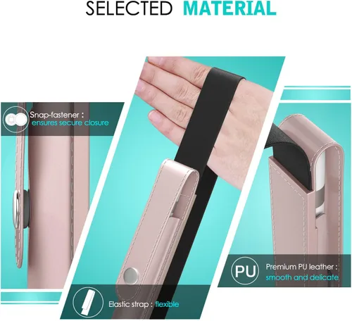 Vista 4 de MoKo Soporte para lápiz para Apple Pencil Pro, Apple Pencil de 1ª/2ª generación, iPencil (USB-C), Funda de cuero PU para lápiz de iPad con hebilla