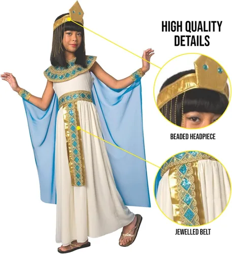 Vista 3 de Morph Kids Cleopatra Costume Girls, Cleopatra Costume Girls, Egyptian Costume for Girls, Cleopatra Girls Costume