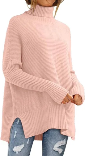 Vista 15 de LILLUSORY Suéteres de gran tamaño con cuello redondo para mujer, túnica Albaricoque
