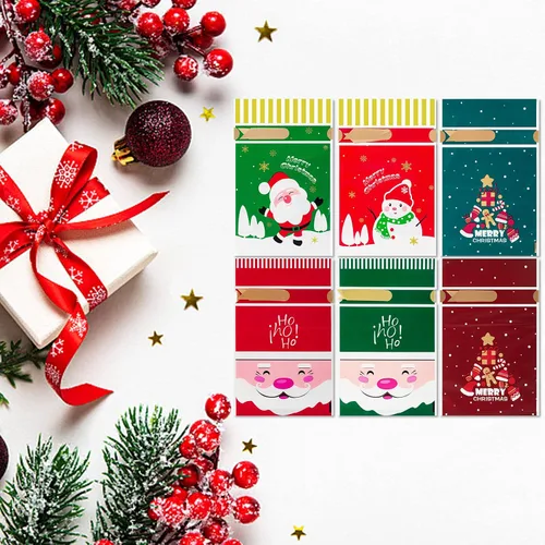 Vista 5 de HongyiTime 60 bolsas de dulces de Navidad, bolsas de regalo de plástico con cordón para regalo de fiesta de cumpleaños, aperitivos, regalos de boda