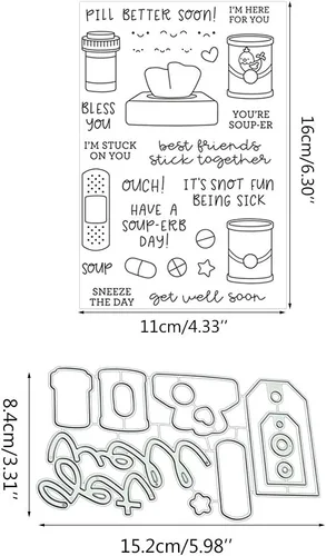 Vista 2 de Juego de sellos y troqueles transparentes de silicona enferma para hacer tarjetas, álbum de fotos en relieve DIY para manualidades decorativas