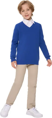 Vista 8 de SMINLING Pinker - Suéter para niños, uniforme escolar, cuello en V, ropa de algodón suave Negro