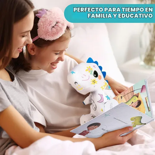 Vista 4 de Set de regalo de libro para colorear de dinosaurio de peluche T-Rex, artes y manualidades, muñeco de doodle de dino suave DIY lavable, juguete
