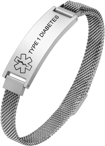 Vista 46 de VNOX Pulsera de identificación de alerta médica para hombres y mujeres, pulseras de alerta médica con grabado personalizado para mujeres y hombres