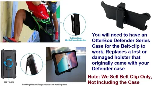 Vista 5 de Paquete de 2 fundas de repuesto con clip para cinturón compatible con OtterBox Defender Series para Apple iPhone XR (6.1 pulgadas) solamente