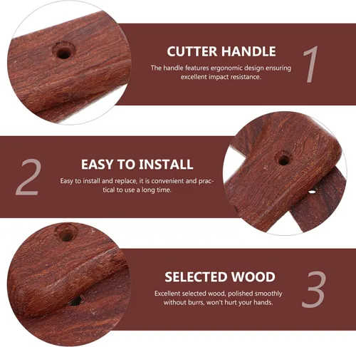 Vista 4 de UPKOCH Mango de cuchillo de madera de pera de repuesto de 3.93 x 1.25 x 0.59 pulgadas, agarre ergonómico para cuchillo de cocina, cómodo y fácil