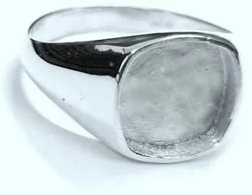 Vista 5 de Anillo cuadrado de plata de ley 925 con forma de cojín para hombre, ajuste de bisel en blanco, 0.49 x 0.39 pulgadas, base de anillo en blanco