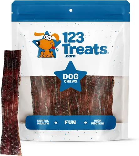 Vista 10 de 123 Treats Golosinas de esófago para perros – (forma libre, 1 libra) 100% naturales, palitos planos para perros, tiras de carne seca para perros