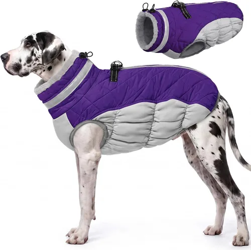 Vista 38 de AOFITEE Abrigo para perro, chaquetas cálidas para perros pequeños, abrigo de invierno para perros con arnés integrado, chaqueta de invierno