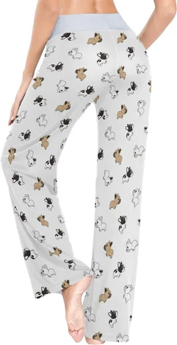 Vista 5 de XUWU Pantalones de pijama para mujer, cómodos, casuales, palazzo, pierna ancha